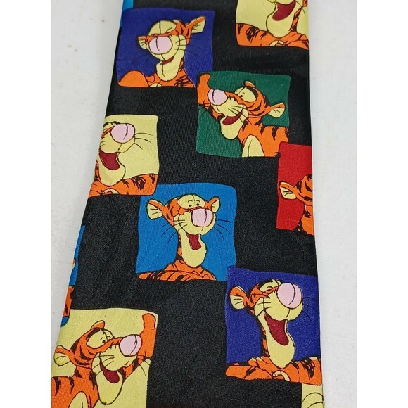 Disney Tiger Winnie The Pooh Black Comic Necktie Tie Cartoon - Picture 3 of 6